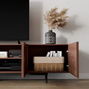 أڤينتو وحدة تلفزيون طويلة من الخشب الطبيعي 4 ضلفة