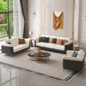 ديورا طقم كنبتين وكرسي من الخشب الطبيعي وأرجل من الأستانلس الذهبي