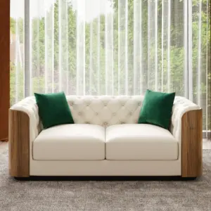 مونتكلير طقم جلوس فاخر مع لمسات من الخشب الطبيعي